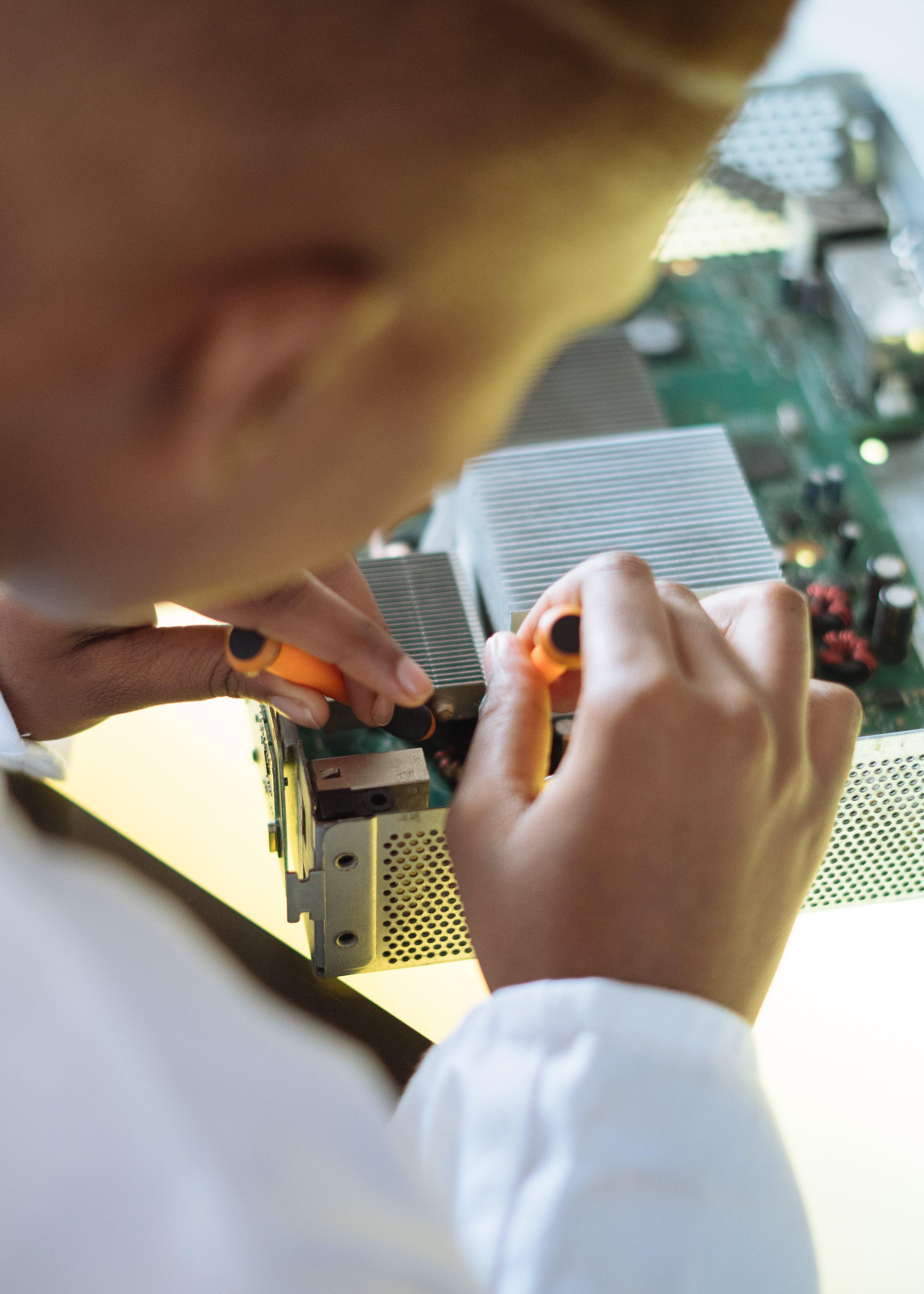 Technitian working on a server